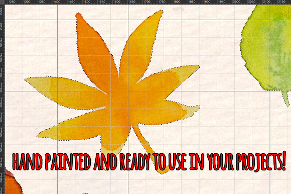Autumn Leaves 37 Watercolor Elements in Illustrations - product preview 2