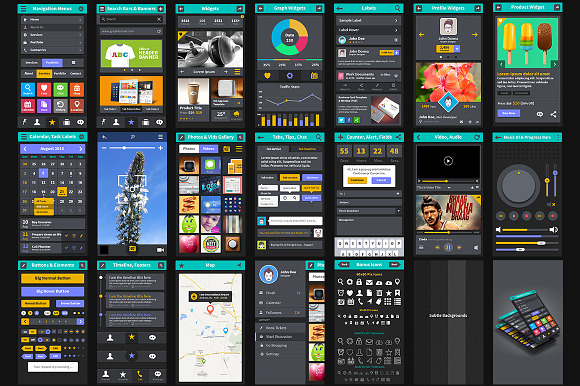 App UI PSD Kit in 3 Styles in UI Kits and Libraries - product preview 2