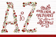Christmas Floral Alphabet Clip Art