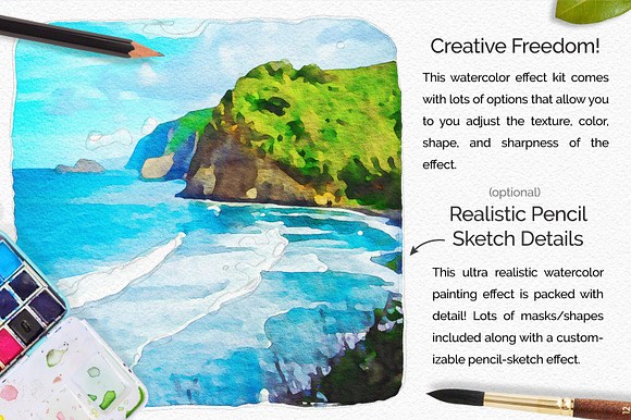 PleinAir Watercolor Photo Effect Kit in Photoshop Plugins - product preview 1