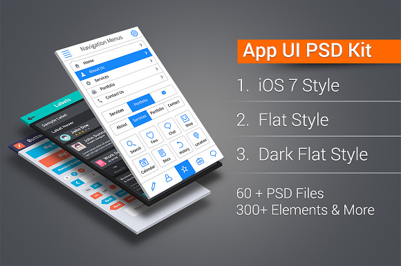 App UI PSD Kit in 3 Styles in UI Kits and Libraries - product preview 3