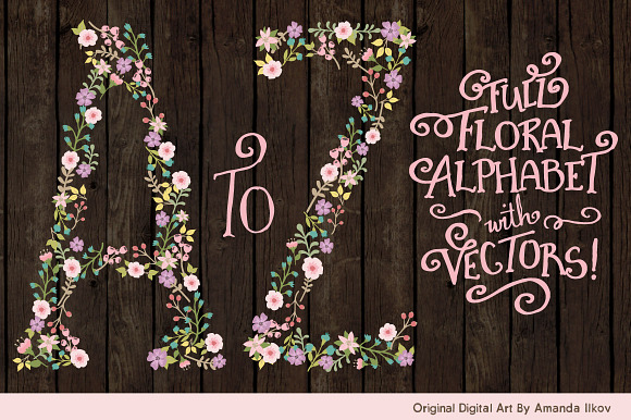 Garden Party Floral Alphabet Vectors in Illustrations - product preview 1