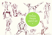 People doing exercises sketch set