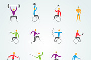 Disabled sports icons set