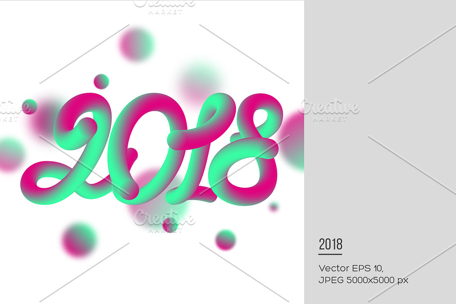 3d numeric 2018 with fluid effect. in Illustrations - product preview 8