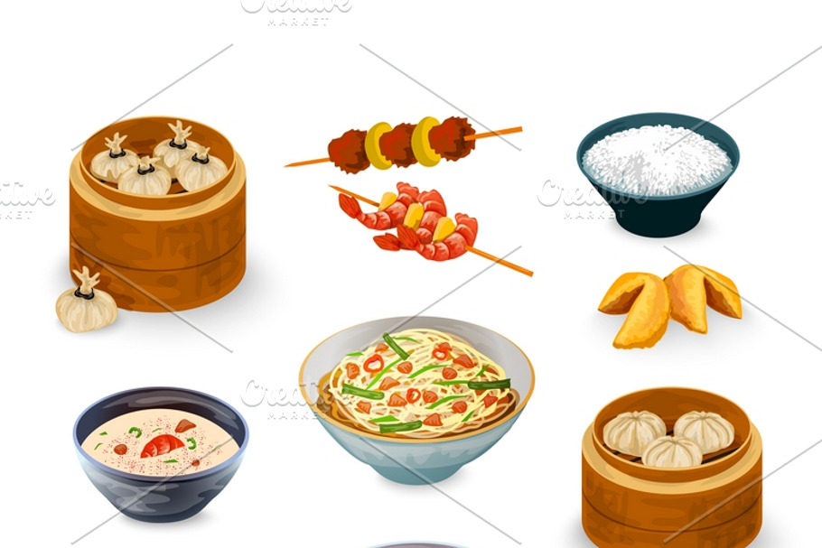 Asian food decorative icons set in Graphics - product preview 8