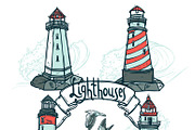 Lighthouses sketch set
