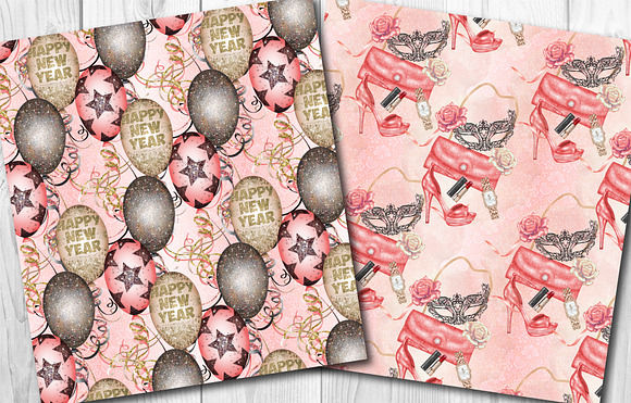 NYE fashion seamless pattern pack in Patterns - product preview 5