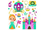 Cute princess world icons, stickers