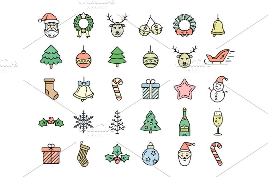 Christmas icons set in Illustrations - product preview 8