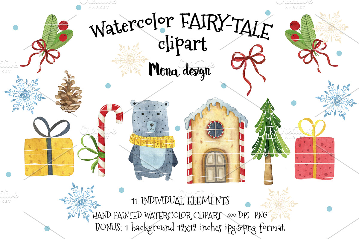 Watercolor FAIRY-TALE clipart in Illustrations - product preview 8