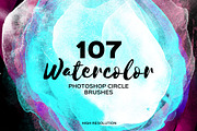 107 Watercolor Circles. PS Brushes