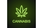 Marijuana leaf neon light icon
