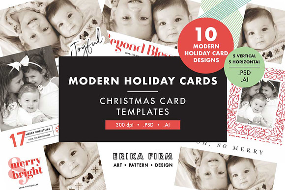 Modern Christmas Card Templates in Card Templates - product preview 3