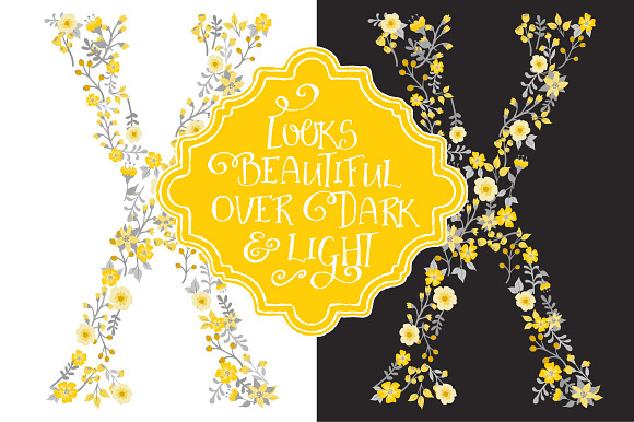 Sunshine Yellow Floral Alphabet in Illustrations - product preview 2