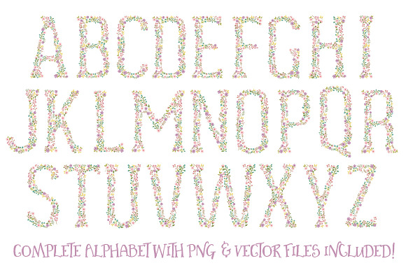 Garden Party Floral Alphabet Vectors in Illustrations - product preview 4