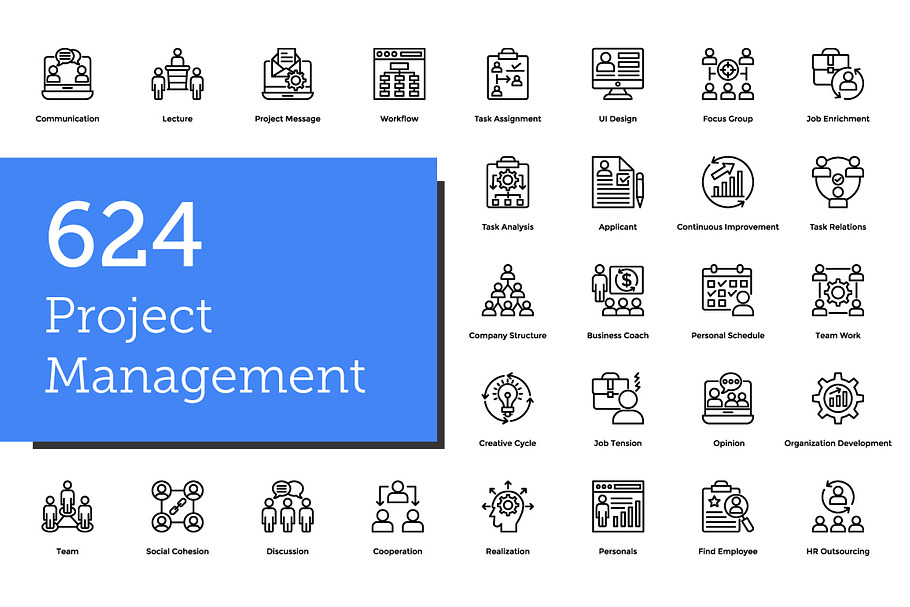 624 Project Management Icons in Graphics - product preview 8