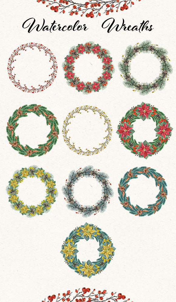 Watercolor Christmas set in Objects - product preview 4