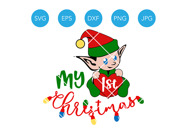 My First Christmas Baby Elf SVG