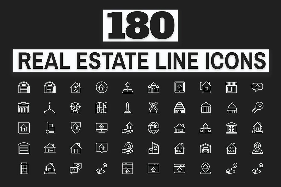 180 Real Estate Icons in Holiday Icons - product preview 8