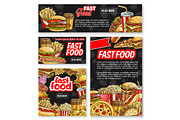 Vector fast food sketch restaurant poster banner