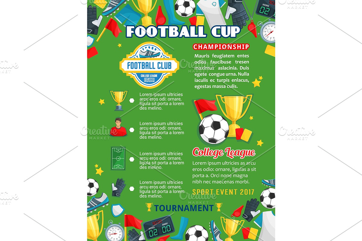 Soccer college team football cup vector poster in Illustrations - product preview 8