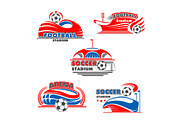 Vector icons of soccer arena or football stadium