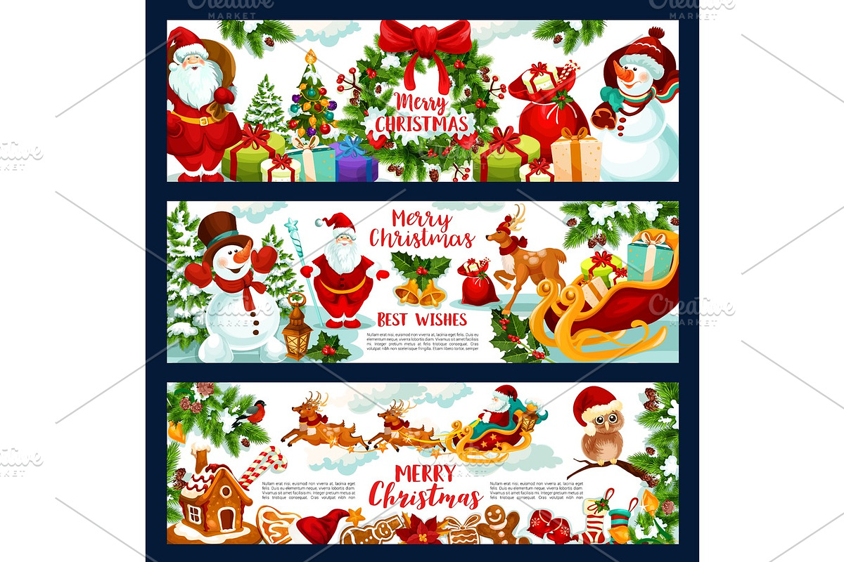 Christmas holidays wish vector greeting banners in Illustrations - product preview 8