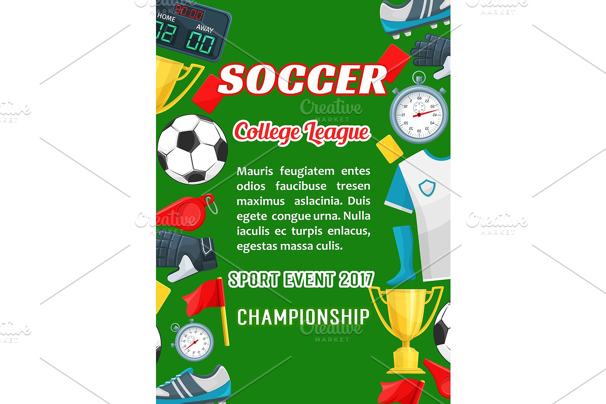 Vector poster for soccer college league cup game in Illustrations - product preview 8