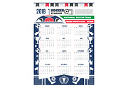 Vector 2018 calendar template soccer football