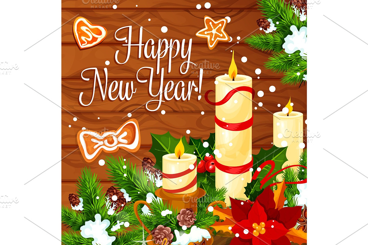 Christmas and New Year wreath on wooden background in Illustrations - product preview 8