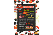 Vector poster for Japanese sushi Asian restaurant