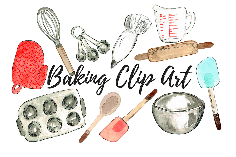 Watercolor Baking Clip Art in Illustrations - product preview 8