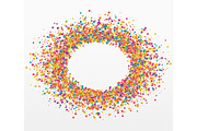 Colorful celebration background with confetti. Bubble for text