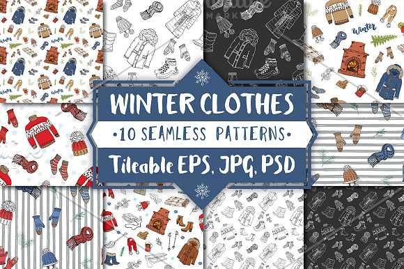 Winter Clothes Seamless Patterns Set in Patterns - product preview 1