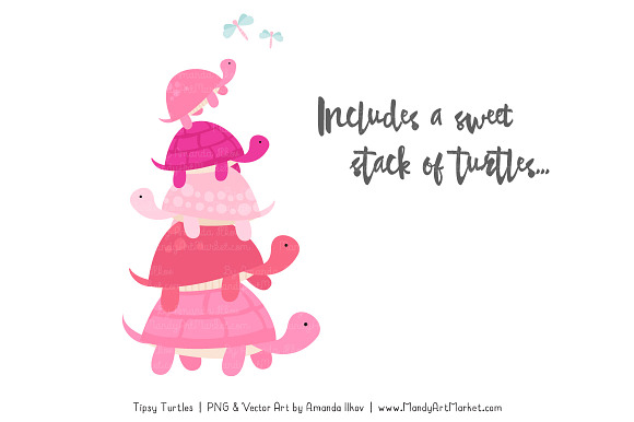 Pink Turtle Stack Clipart in Illustrations - product preview 2