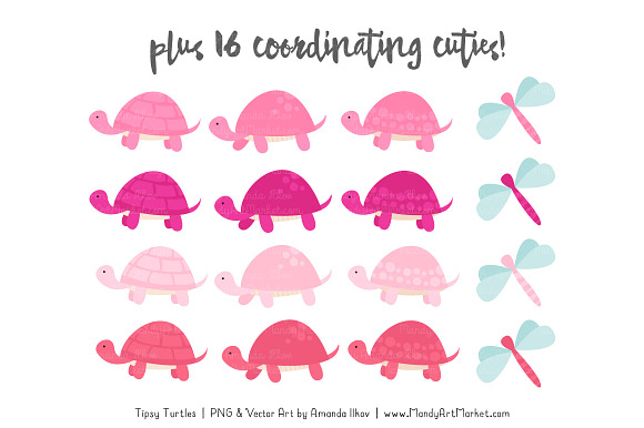 Pink Turtle Stack Clipart in Illustrations - product preview 3