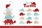 Red & Robin Egg Turtle Stack Clipart