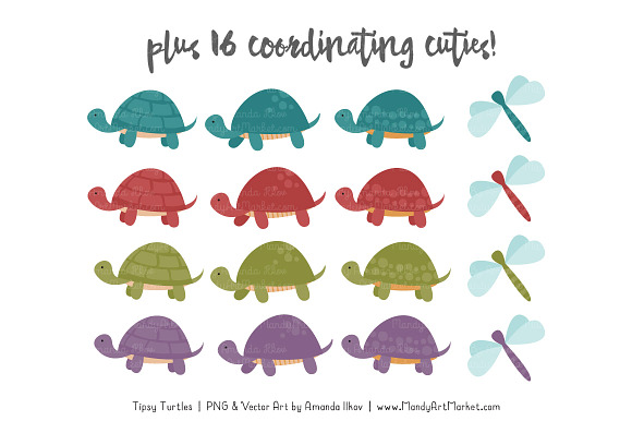 Retro Bold Turtle Stack Clipart in Illustrations - product preview 3