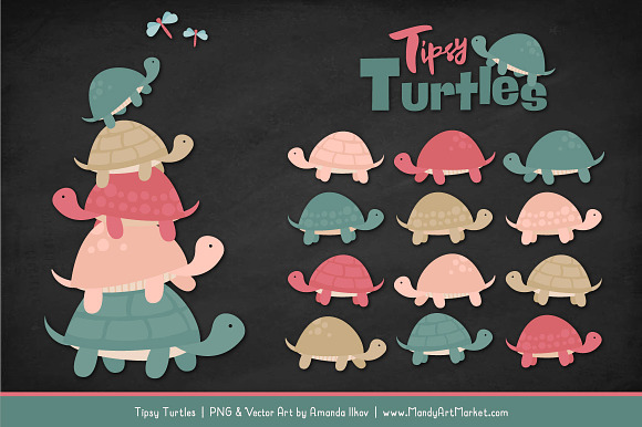 Soft Christmas Turtle Stack Clipart in Illustrations - product preview 1