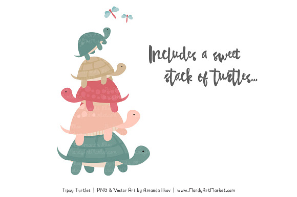Soft Christmas Turtle Stack Clipart in Illustrations - product preview 2