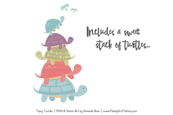 Vintage Turtle Stack Clipart in Illustrations - product preview 2