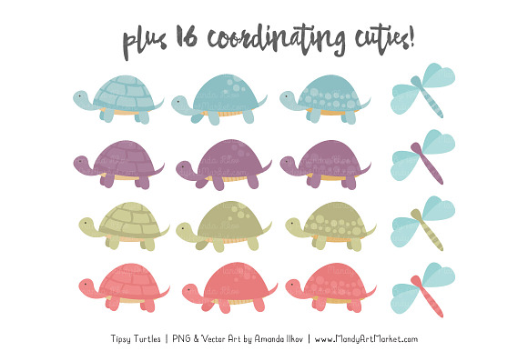 Vintage Turtle Stack Clipart in Illustrations - product preview 3