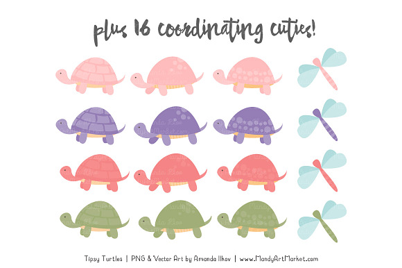 Wildflowers Turtle Stack Clipart in Illustrations - product preview 3