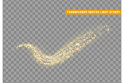 Magic light effect. Stardust golden glitter. Sparkle star dust vector illustration