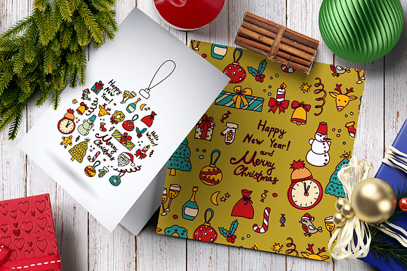 New Year and Xmas doodles vector set in Illustrations - product preview 1
