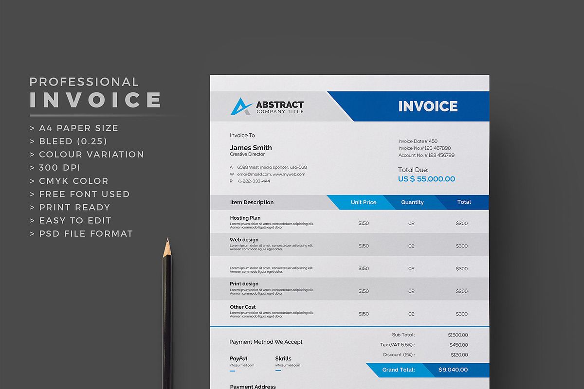 Creative Invoice in Stationery Templates - product preview 8