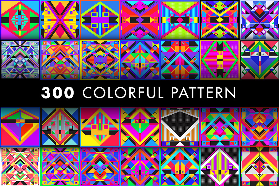 300 Colorful Retro Geometric Pattern in Patterns - product preview 8