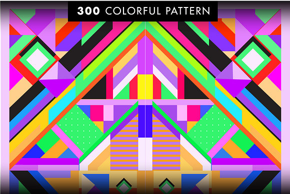 300 Colorful Retro Geometric Pattern in Patterns - product preview 1