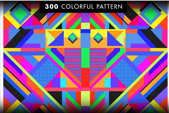 300 Colorful Retro Geometric Pattern in Patterns - product preview 3